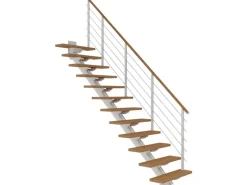 Dolle Mittelholmtreppe Sydney 13 Stufen Eiche gerade Metallteile Weiß FSC®