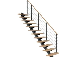 Dolle Mittelholmtreppe Sydney 11 Stufen Buche gerade Metallteile Anthrazit FSC®