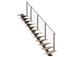 Dolle Mittelholmtreppe Sydney 13 Stufen Eiche Weiß gerade Metall Anthrazit FSC®