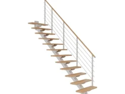 Dolle Mittelholmtreppe Sydney 11 Stufen Buche gerade Metallteile Weiß FSC®