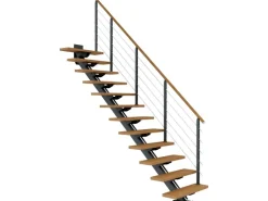 Dolle Mittelholmtreppe Sydney 13 Stufen Eiche gerade Metallteile Anthrazit FSC®
