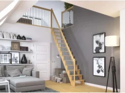 Dolle Raumspartreppe Lyon Kiefer Metallgeländer 75 cm gerade FSC®