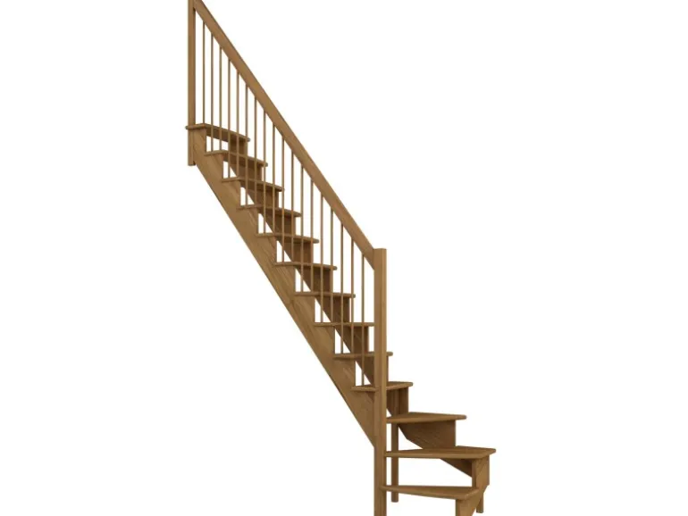 Dolle Raumspartreppe Lyon Eiche Holzgeländer 65 cm 1/4-gewendelt U/L FSC®
