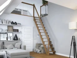 Dolle Raumspartreppe Lyon Eiche Metallgeländer 75 cm gerade FSC®