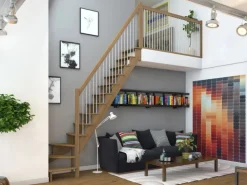 Dolle Raumspartreppe Lyon Eiche Metallgeländer 75 cm 1/4-gewendelt U/R FSC®