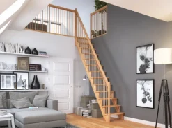 Dolle Raumspartreppe Lyon Buche Holzgeländer 75 cm gerade FSC®