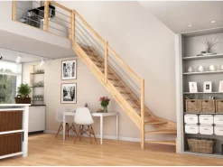 Dolle Raumspartreppe Paris 1/4-gew. Links Buche Edelstahlgeländer FSC®