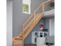 Dolle Raumspartreppe Paris 1/4-gew. Rechts Setzstufen Buche E-Geländer FSC®