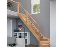 Dolle Raumspartreppe Paris 1/4-gew. Links Setzstufen Buche E-Geländer FSC®