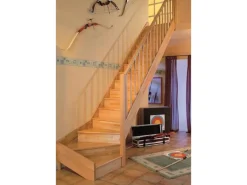 Dolle Raumspartreppe Paris 1/4-gew. Rechts Setzstufe Buche lack R-Geländer FSC®