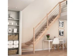 Dolle Raumspartreppe Paris 1/4-gew. Rechts Buche Edelstahlgeländer FSC®