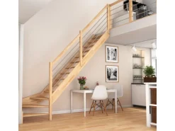 Dolle Raumspartreppe Paris 1/4-gew. Rechts Buche Edelstahlgeländer FSC®