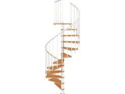 Dolle Spindeltreppe Montreal Ø 140 cm Buchenfurnier Geländer Weiß FSC