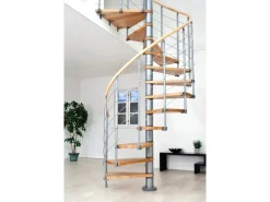 Dolle Spindeltreppe Oslo Ø 120 cm, 11 Stufen Buche GH bis 276 cm Grau FSC®