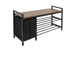DuneDesign Metall Schuhregal mit Sitzbank und Korb 92 x 30 x 52 cm