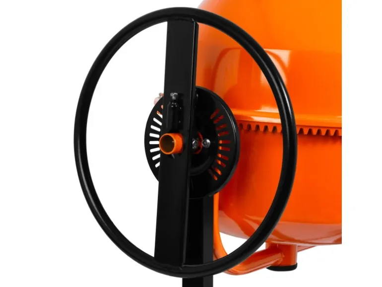 EBERTH Betonmischer 140L mit 6,5PS Benzinmotor, Gestell, Trommel und Zahnkranz aus Stahl, Trommel Schwenkbar