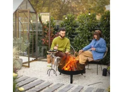 ECD Germany Feuerschale 60x27 cm mit 3 Klappbaren Füßen für den Garten aus Stahl