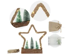 ECD Germany LED Jute Weihnachtsstern mit LED-Beleuchtung 33x9,5x30 cm