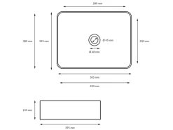 ECD Germany Waschbecken 505x395x135 mm Keramik Weiß Ablaufgarnitur ohne Überlauf