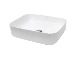 ECD Germany Waschbecken 505x395x135 mm Keramik Weiß Ablaufgarnitur ohne Überlauf