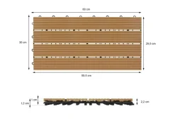 ECD Germany WPC Terrassenfliesen 60x30 cm 12Er Spar Set Teak in Holzoptik