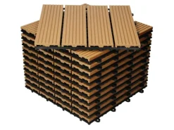 ECD Germany WPC Terrassenfliesen 30x30 cm 11Er Spar Set Teak in Holzoptik