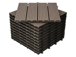 ECD Germany WPC Terrassenfliesen 30x30 cm 33er Spar Set Dunkelbraun in Holzoptik