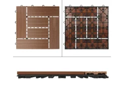 ECD Germany WPC Terrassenfliesen 30x30 cm 33er Spar Set Hellbraun Mosaik