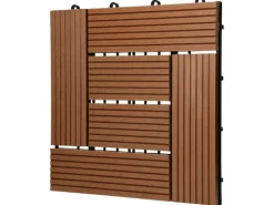 ECD Germany WPC Terrassenfliesen 30x30 cm 33er Spar Set Hellbraun Mosaik