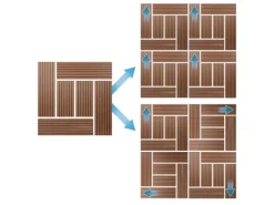 ECD Germany WPC Terrassenfliesen 30x30 cm 33er Spar Set Hellbraun Mosaik