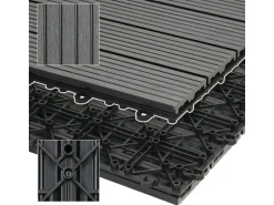 ECD Germany WPC Terrassenfliesen 30x30 cm 11Er Spar Set Anthrazit in Holzoptik