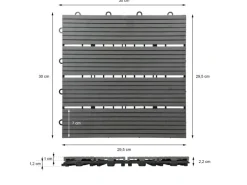 ECD Germany WPC Terrassenfliesen 30x30 cm 11Er Spar Set Anthrazit in Holzoptik