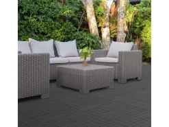 ECD Germany WPC Terrassenfliesen 30x30 cm 11Er Spar Set Anthrazit in Holzoptik