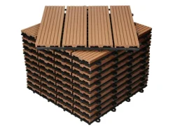 ECD Germany WPC Terrassenfliesen 30x30 cm 11Er Spar Set Hellbraun in Holzoptik