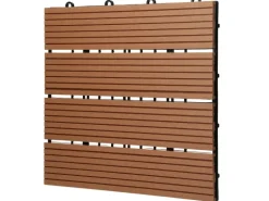 ECD Germany WPC Terrassenfliesen 30x30 cm 11Er Spar Set Hellbraun in Holzoptik