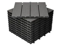 ECD Germany WPC Terrassenfliesen 30x30 cm 33er Spar Set Anthrazit in Holzoptik