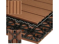 ECD Germany WPC Terrassenfliesen 60x30 cm 24er Spar Set Hellbraun in Holzoptik