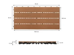 ECD Germany WPC Terrassenfliesen 60x30 cm 24er Spar Set Hellbraun in Holzoptik