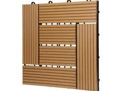 ECD Germany WPC Terrassenfliesen 30x30 cm 11Er Spar Set Teak Mosaik Holzoptik