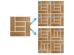 ECD Germany WPC Terrassenfliesen 30x30 cm 11Er Spar Set Teak Mosaik Holzoptik