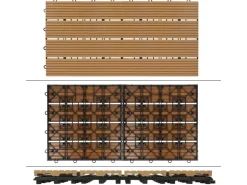 ECD Germany WPC Terrassenfliesen 60x30 cm 6Er Spar Set Teak in Holzoptik