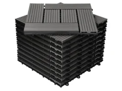 ECD Germany WPC Terrassenfliesen 30x30cm 55er Spar Set Anthrazit Holzoptik
