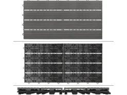 ECD Germany WPC Terrassenfliesen 60x30 cm 6Er Spar Set Anthrazit in Holzoptik