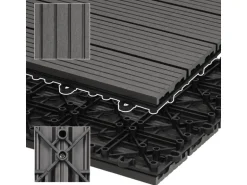 ECD Germany WPC Terrassenfliesen 60x30 cm 6Er Spar Set Anthrazit in Holzoptik