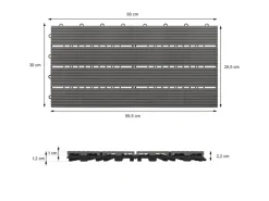 ECD Germany WPC Terrassenfliesen 60x30 cm 6Er Spar Set Anthrazit in Holzoptik