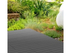 ECD Germany WPC Terrassenfliesen 60x30 cm 6Er Spar Set Anthrazit in Holzoptik