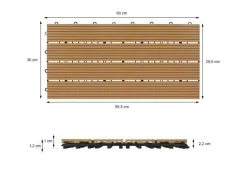 ECD Germany WPC Terrassenfliesen 60x30 cm 18Er Spar Set Teak in Holzoptik