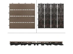 ECD Germany WPC Terrassenfliesen 30x30 cm 22er Spar Set Dunkelbraun in Holzoptik