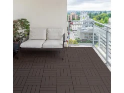 ECD Germany WPC Terrassenfliesen 30x30 cm 22er Spar Set Dunkelbraun in Holzoptik