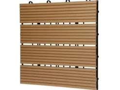 ECD Germany WPC Terrassenfliesen 30x30 cm 55er Spar Set Teak in Holzoptik Garten